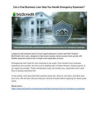 Can a Fast Business Loan Help You Handle Emergency Expenses_