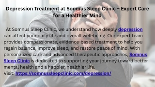 Depression Treatment at Somnus Sleep Clinic – Expert Care for a Healthier Mind