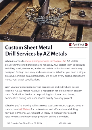 Custom Sheet Metal Drill Services by AZ Metals