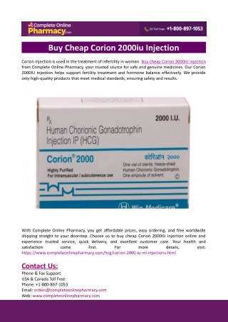 Buy Cheap Corion 2000iu Injection
