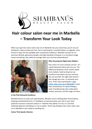 Hair colour salon near me in Marbella