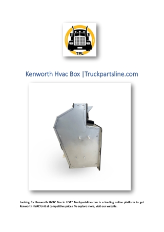 Kenworth Hvac Box |Truckpartsline.com