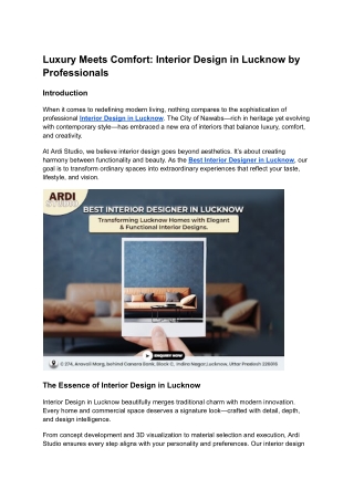 Luxury Meets Comfort_ Interior Design in Lucknow by Professionals