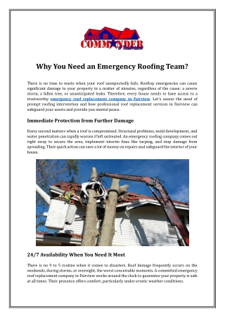 Why You Need an Emergency Roofing Team?