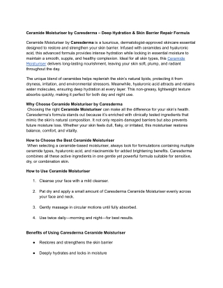 Ceramide Moisturiser by Caresderma – Deep Hydration & Skin Barrier Repair Formula