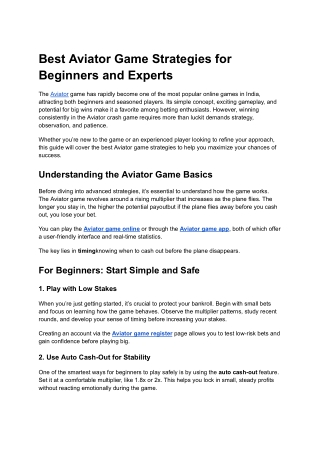 Best Aviator Game Strategies for Beginners and Experts