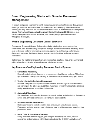 Smart Engineering Starts with Smarter Document Management