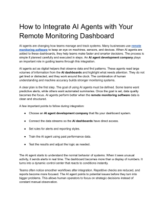 How to Integrate AI Agents with Your Remote Monitoring Dashboard