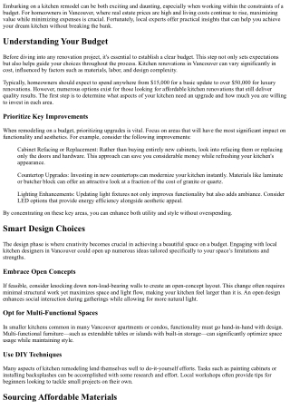 Kitchen Remodeling on a Budget: Tips from Local Experts in Vancouver.