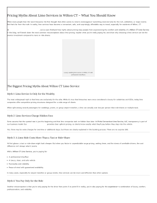Pricing Myths About Limo Services in Wilton CT – What You Should Know