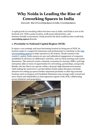 Why Noida is Leading the Rise of Coworking Spaces in India