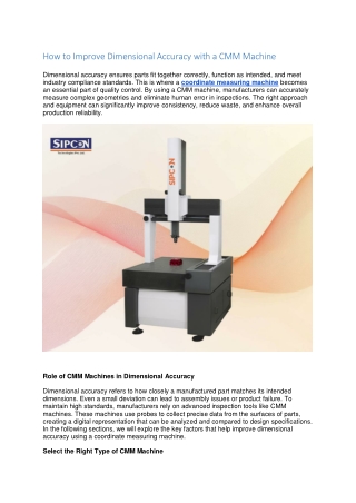How to Improve Dimensional Accuracy with a CMM Machine