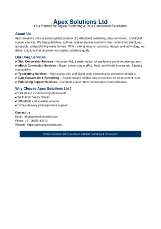 Professional Digital Publishing, eBook Conversion & Typesetting Services | Apex