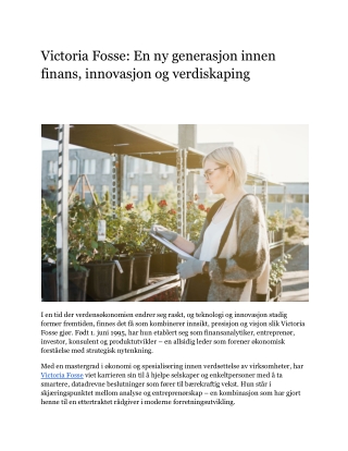 Victoria Fosse_ En ny generasjon innen finans, innovasjon og verdiskaping