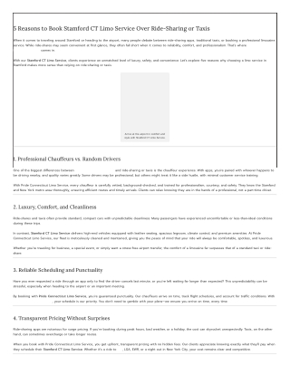 5 Reasons to Book Stamford CT Limo Service Over Ride-Sharing or Taxis