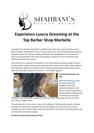Experience Luxury Grooming at the Top Barber Shop Marbella