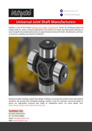 Universal Joint Shaft Manufacturers