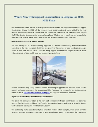 What’s New with Support Coordination in Lithgow for 2025 NDIS Plans