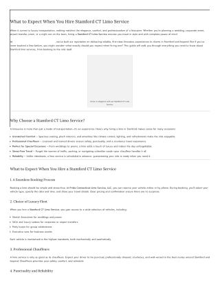 What to Expect When You Hire Stamford CT Limo Service