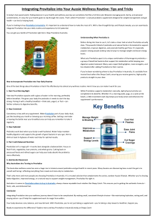 Integrating Provitalize into Your Aussie Wellness Routine Tips and Tricks