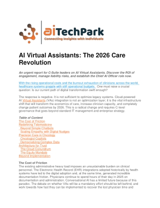 AI Virtual Assistants The 2026 Care Revolution