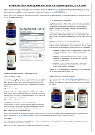 From Gut to Glow Exploring How Bio Complete 3 Supports Digestion, Skin & Mind