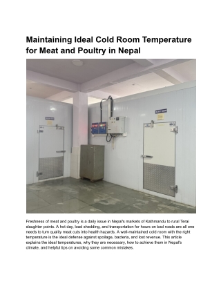 Maintaining Ideal Cold Room Temperature for Meat and Poultry in Nepal