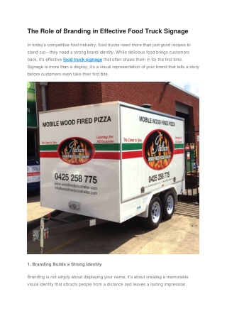 The Role of Branding in Effective Food Truck Signage