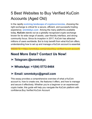 456  Best Websites to Buy Verified KuCoin Accounts (Aged Old)