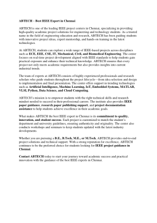 IEEE Expert in chennai