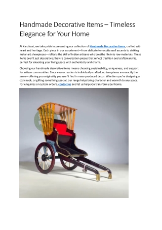 Handmade Decorative Items – Timeless Elegance for Your Home
