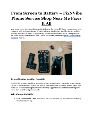 From Screen to Battery – FixNVibe Phone Service Shop Near Me Fixes It All