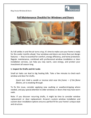 Fall Maintenance Checklist for Windows and Doors