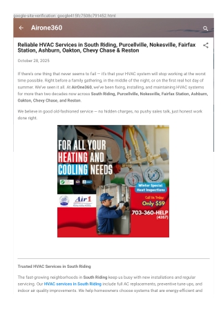 Reliable HVAC Services in South Riding, Purcellville, Nokesville