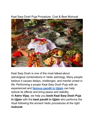 Kaal Sarp Dosh Puja Procedure, Cost & Best Muhurat