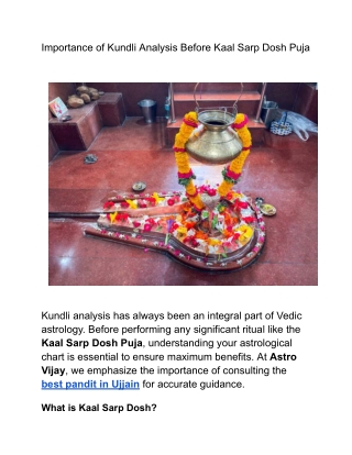 Importance of Kundli Analysis Before Kaal Sarp Dosh Puja