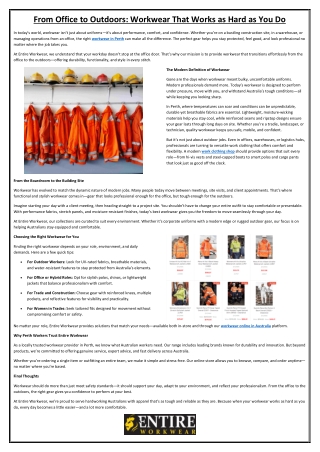 From Office to Outdoors Workwear That Works as Hard as You Do