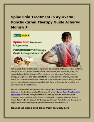 Spine Pain Treatment in Ayurveda _ Panchakarma Therapy Guide Acharya Manish Ji