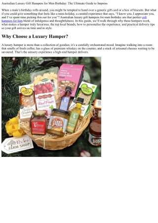 Australian Luxury Gift Hampers for Men Birthday: The Ultimate Guide to Impress