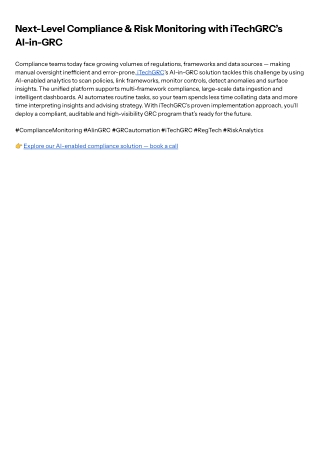 Next-Level Compliance & Risk Monitoring with iTechGRC’s AI-in-GRC