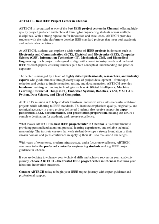 Best IEEE project center in chennai