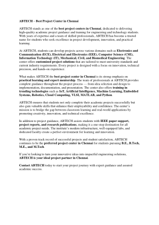 Best project center in chennai