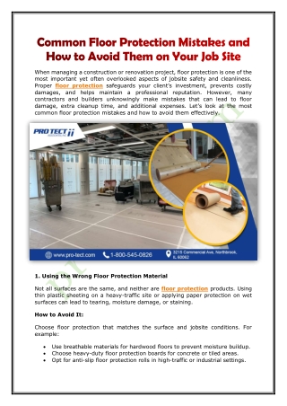 Common Floor Protection Mistakes and How to Avoid Them on Your Job Site