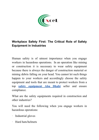 The Critical Role of Safety Equipment in Industries