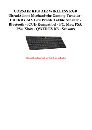 0523 CORSAIR K100 AIR WIRELESS RGB UltradÃƒÂ¼nne Mechanische Gaming-Tastatur - CHERRY MX Low Profile Tak