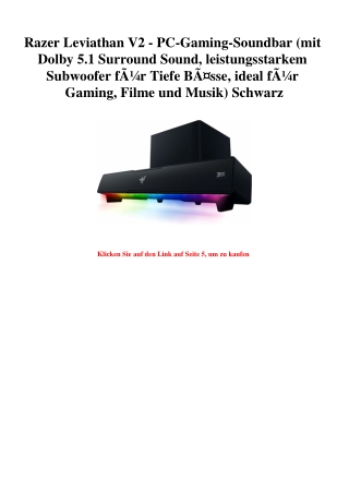 8141 Razer Leviathan V2 - PC-Gaming-Soundbar  mit Dolby 5.1 Surround Sound  leistungsstarkem Subwoofer f