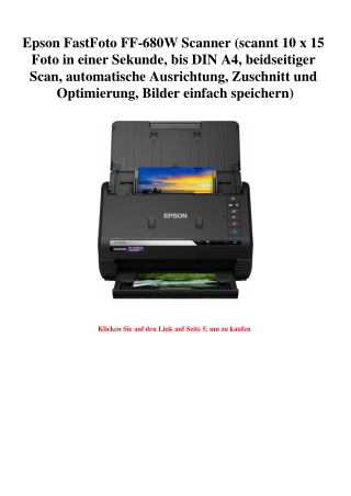 7193 Epson FastFoto FF-680W Scanner  scannt 10 x 15 Foto in einer Sekunde  bis DIN A4  beidseitiger Scan