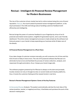 Reviuai‍‌‍‍‌‍‌‍‍‌ - Intelligent AI-Powered Review Management for Modern Businesses