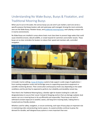 Understanding Buoys & Floatation