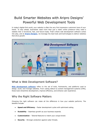 Web Development Software Solutions | Aripro Designs